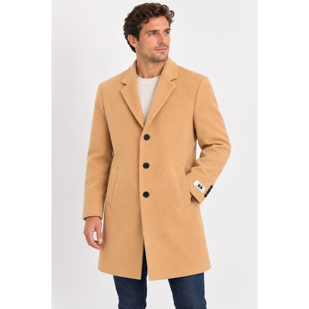 Joseph Abboud Mens Camel Overcoat Wool Blend Topcoat Tan 46R M25866101 NWT